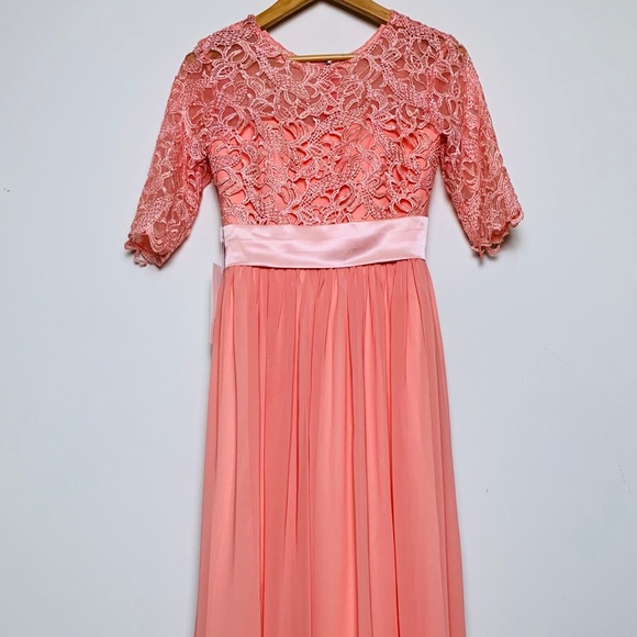 NWT Mingda’s Dress Peach Full Length Formal Gown - Picture 7 of 8